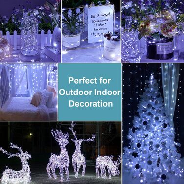 LED гірлянда світлодіодна, 23м, 200 LED, на батарейках, з таймером, 8 режимів, для дому та саду, на Різдво, Великдень, вечірку, декорування (1 шт, холодне біле світло)