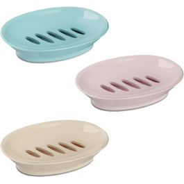 Набір з 3 мисок для мила з піддоном, мильниця, легке очищення, запобігає розмоканню мила для душу, ванної кімнати, кухні, білий, синій, зелений