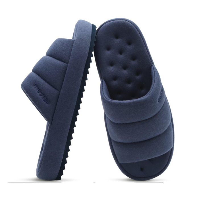 Чоловічі домашні тапочки KuaiLu, стильні, з плетінням, з м'якою устілкою з піною Memory Foam, для дому та вулиці, темно-синій, 44 EU