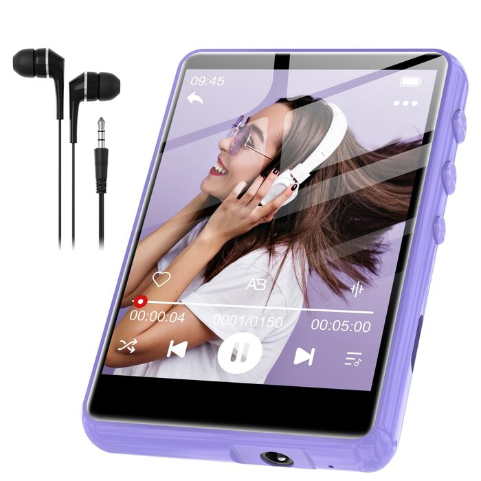 MP3 плеєр SWOFY 128GB Bluetooth 5.3, фіолетовий: музичний плеєр з сенсорним екраном 2.4