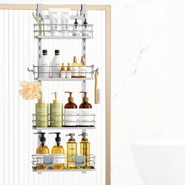 Дзеркальний кутовий поличний органайзер для душу Orimade, 5 ярусів, з гачками, сірий, нержавіюча сталь