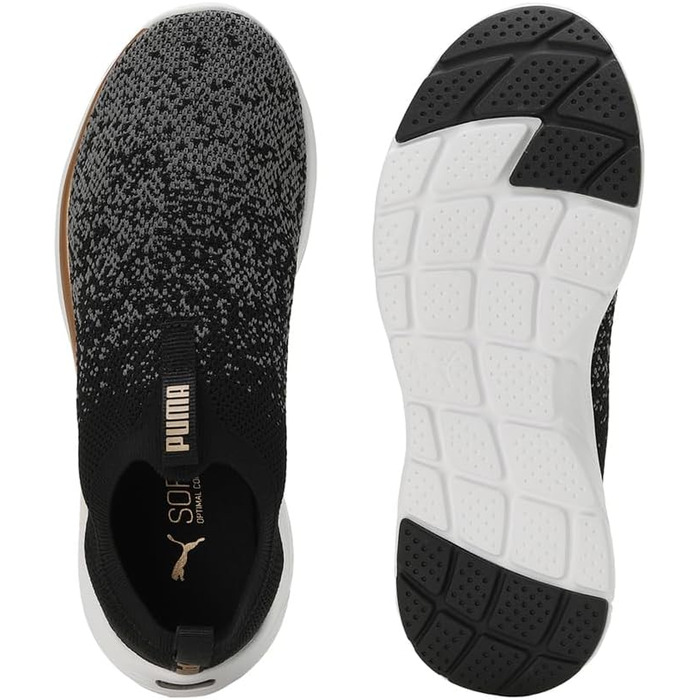Жіночі кросівки Puma Softride Remi Slip-on для бігу та повсякденного носіння (37.5 EU, чорний, золотий, темно-сірий)