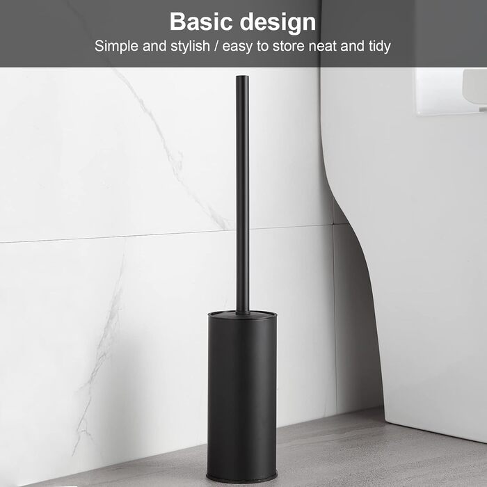 Тримач для унітазної щітки BGL, нержавіюча сталь, кольоровий, круглий, підлоговий, з щіткою, для ванної кімнати (Чорний)