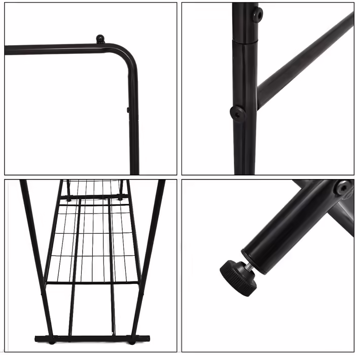 JURMERRY Freestanding Clothes Rack, Double Hanging Rail, High-Performance Metal with Shelf, Commercial Quality (Bronze)