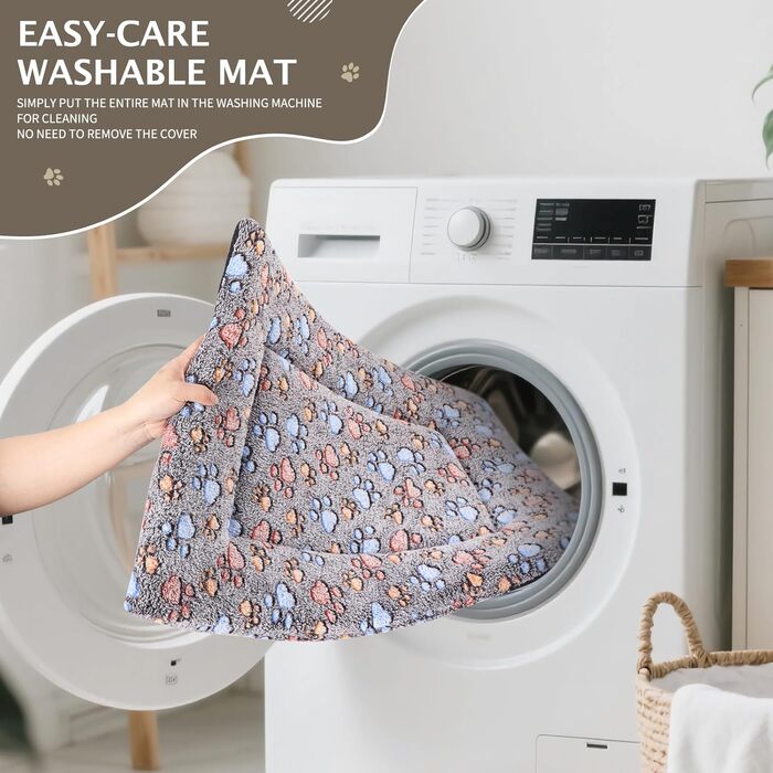 Ортопедичний лежак для собак BVAGSS, миючий килимок, плюшеве ліжко для собак. М'який та теплий лежак для собак маленьких, середніх та великих порід, неслизьке дно. Розмір 60x45 см, колір Кофе Paw. Модель XH083