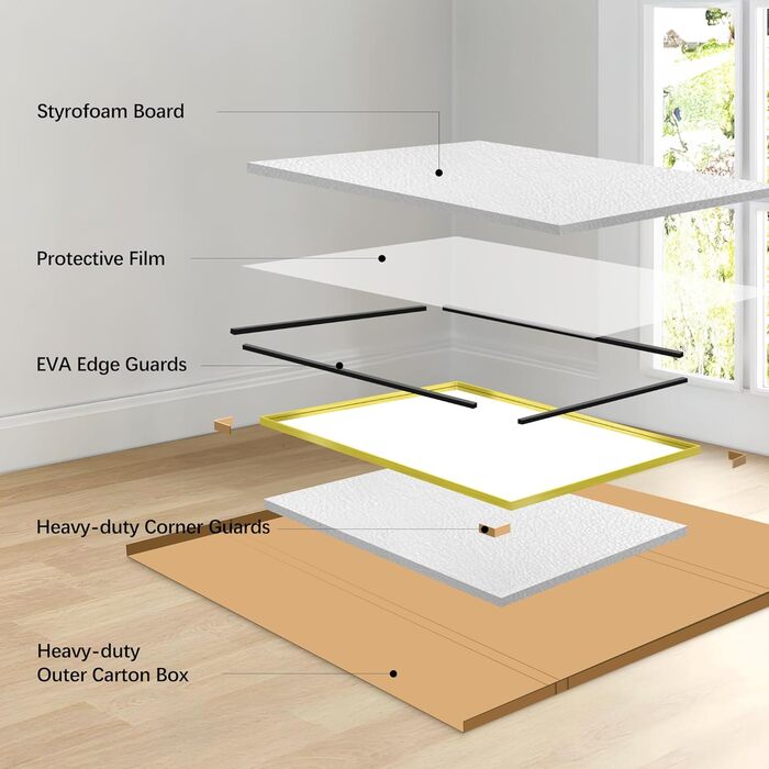 Дзеркало настінне прямокутне без рами 75x75 см, для ванної, спальні, вітальні, підвісне (золотий)