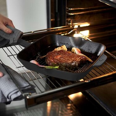 Чавунна гриль-сковорода Springlane 26 см емальована сіра - для всіх плит, включаючи індукцію