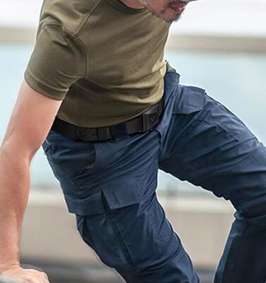 Тактичний ремінь BULLIANT для чоловіків: робочий, військовий, для піших прогулянок, ширина 3.8 см, металева пряжка швидкого кріплення, чорний, регульований, 115 см