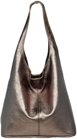 Сумка жіноча Caspar Hobo Bag шопер зі шкіри замші CLASSIC LINE - Італія, колір тауп металік