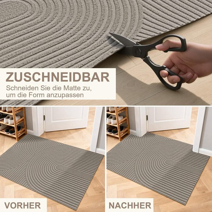 Килимок вхідний FEOMOS 90x150 см бежевий, вологопоглинаючий та протиковзкий килим для дому, передпокою, кухні та балкона, придатний для прання