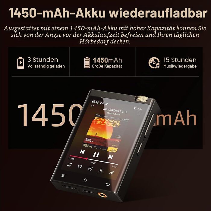 HiFi MP3 плеєр Oilsky 80GB з Android 9.0, Bluetooth та WiFi, цифровий аудіоплеєр з підтримкою DSD512 та Spotify, 2.8