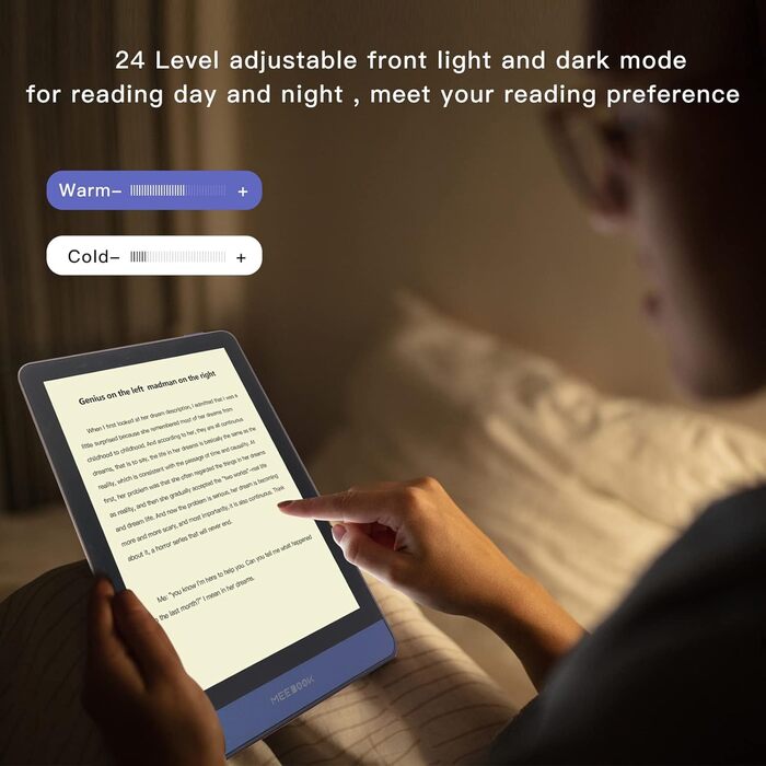 Meebook E-Reader M6: 6-дюймовий E-Ink Carta екран, 300 PPI, Smart Light, Android 11, Чотирьохядерний процесор, Аудіокниги, Google Play Store, 3GB+32GB пам'ять, Micro-SD слот, Колір: фіолетовий