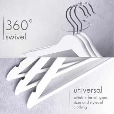 Плечики для одягу OGIVO з дерева, набір з 100 шт. – поворотний гачок 360°, вирізи на плечах, натуральне дерево (бук, береза, сосна, верба)