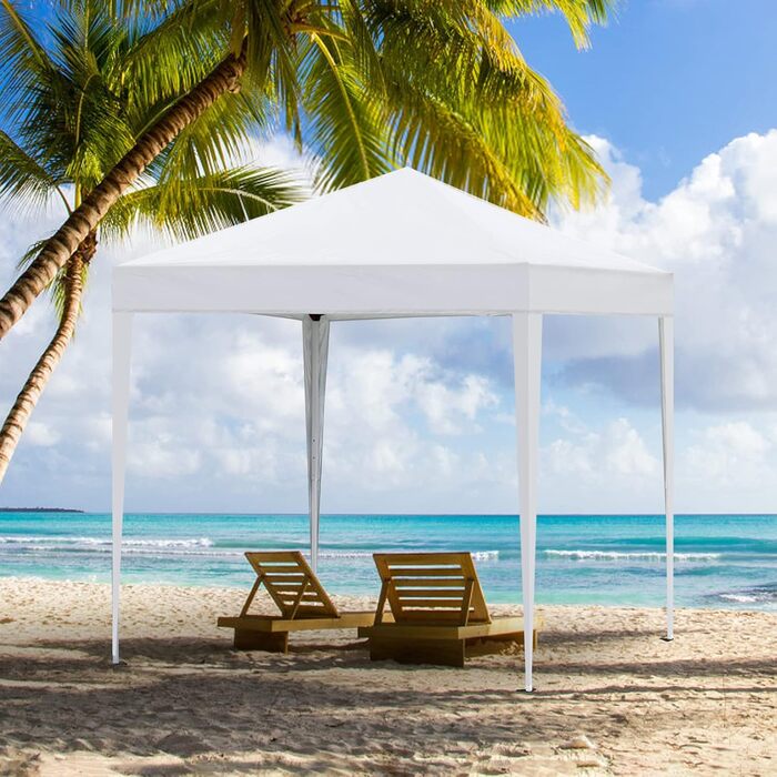 CLIPOP Pop Up Gazebo 3 x 3 m, Outdoor Folding Gazebo with 4 Side Walls and Carry Bag, UV Protection Garden Gazebo for Wedding, Outdoor, Camping, Beach (White)