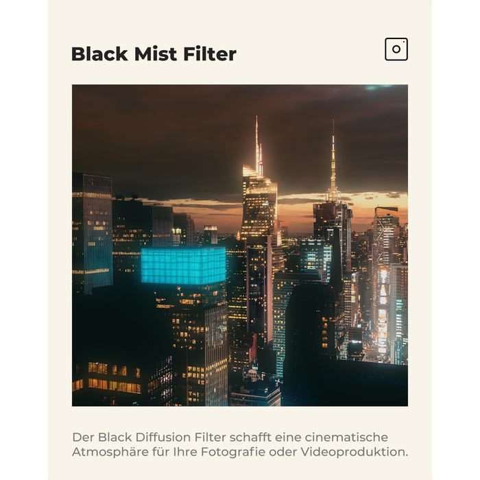 Фільтр K&F Concept Black Mist 1/4 (52mm) для відео та портретної зйомки - оптичне скло з нанопокриттям