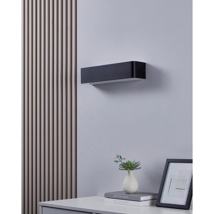 EGLO LED Wall Lamp Sania 5, 1-light wall lamp modern, minimalist, wall lighting made of metal in white, plastic in satin finish, LED bathroom lamp warm white, L, IP44 (36.5 cm, Black)