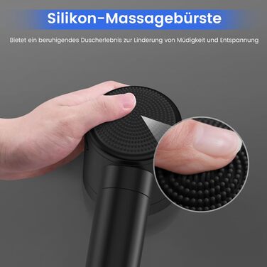 Showerhead with Filter MEKO High-Pressure Handheld Shower with 15-Layer Filter System, 1.5M Hose, 3 Spray Patterns, Water-Saving Showerhead for Removing Residual Chlorine, Hard Water, and Heavy Metals (Black)