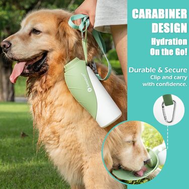 Термофляга для собак LumoLeaf з нержавіючої сталі, 800 мл, зелена - зберігає воду холодною/теплою, довговічна, портативна