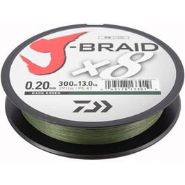 Плетена рибальська ліска Daiwa J-Braid 8, 300 м, темно-зелена
