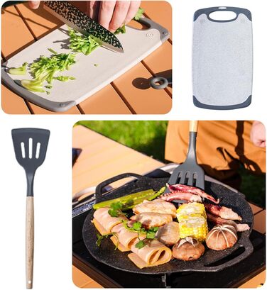 Набір кухонного приладдя для кемпінгу Sadodo: 11 предметів, з органайзером та сумкою, силікон та нержавіюча сталь