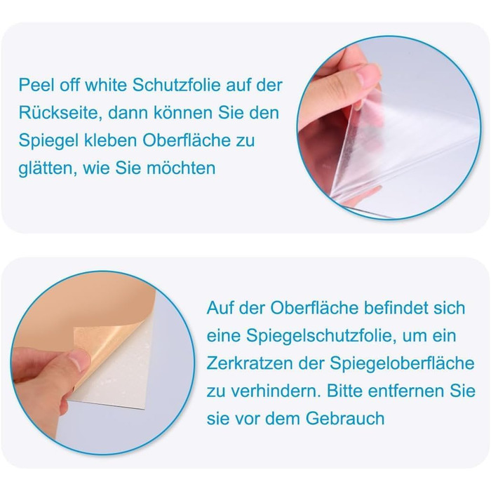 Дзеркальна плитка самоклеюча 15x15 см, 8 шт. - для декору стін, шаф, ванної кімнати, вітальні, спальні