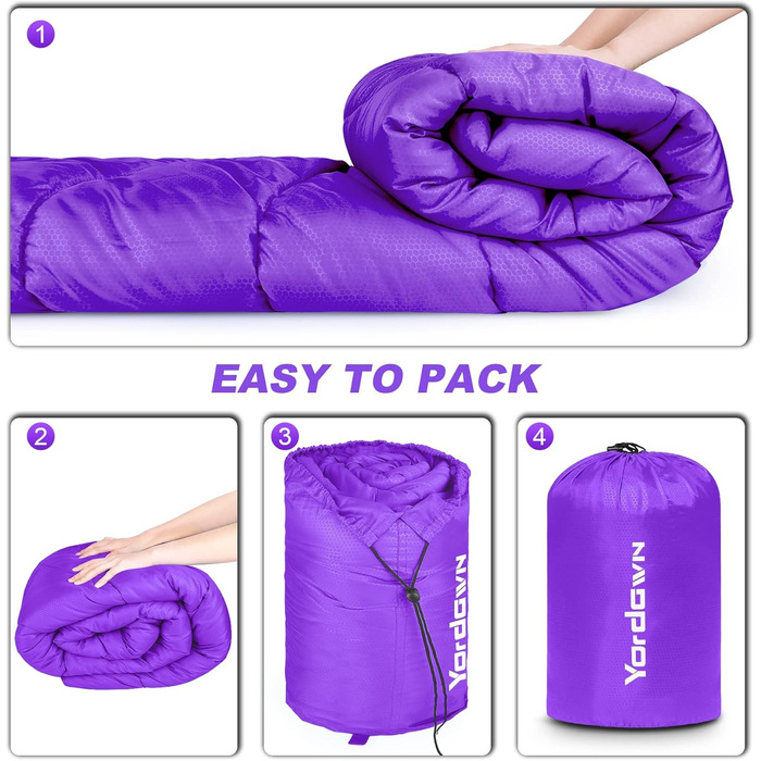Yordawn Sleeping Bag - Outdoor Camping, 3-4 Season, Ultralight, Waterproof, for Adults & Kids
