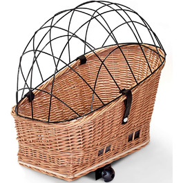 Корзина для велосипеда Tigana для собак, плетіння з лози, 56 x 36 см, з металевою сіткою, заднє кріплення (XL без подушки)