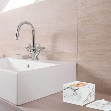 Органайзер для ватних паличок та дисків Luxspire з 2 відсіками, білий | Косметичний бокс з кришкою