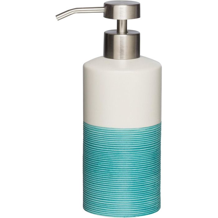 Дозатор для мила Sealskin Doppio, з натурального порцеляни, без свердління, для ванної кімнати та кухні, ручний розпис (Аква, Single)