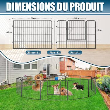 Металевий вольєр для цуценят та собак, забіг з 12 секцій, висота 60 см