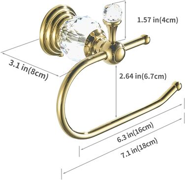Toilet paper holder, polished, gold-colored, brass, crystal, tissue holder, bathroom accessories, wall mount