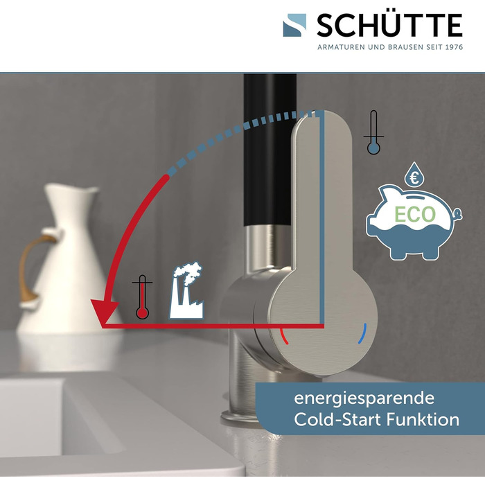 Змішувач кухонний SCHÜTTE RIO 360° з високим виливом, чорний матовий (нержавіюча сталь), для однієї/двох мийок