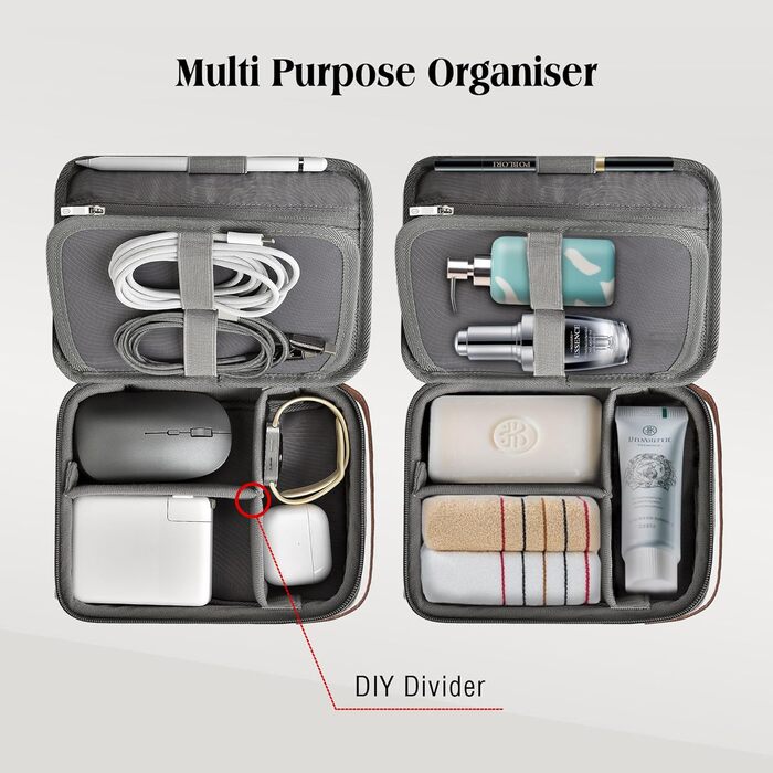 Органайзер для кабелів WIWU з ручкою, велика місткість, для аксесуарів електроніки, переносний, для подорожей, офісу, школи, зарядних пристроїв, кабелів, повербанків, жорстких дисків (сірий)