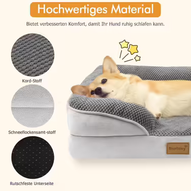 Orthopedic Dog Bed for Large Dogs - Dog Basket, Dog Sofa, Washable with Egg-Shaped Foam, Dog Couch with High Edge and Non-Slip Bottom for Large Dogs, 111x80cm (M - 76x55cm)