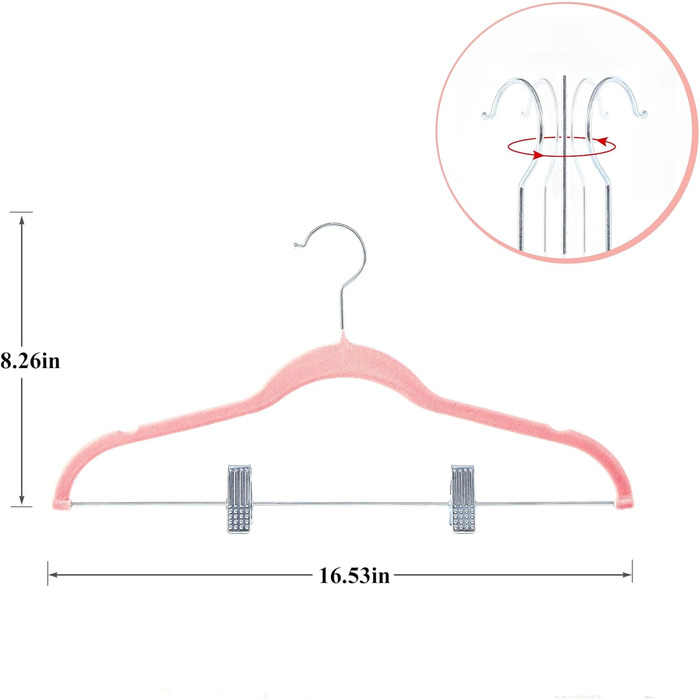 Валiзочка для одягу VECELO Premium з металевими зажимами, неслизька та економна, з 1 магічною валізочкою та 2 тримачами для краваток, ідеальна для жінок та чоловіків, 20 шт., рожевий