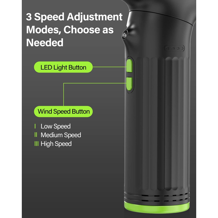 Електричний пилосос для повітря з HD-дисплеєм - Air Duster 200000 RPM з LED-підсвічуванням, міні-турбіна на акумуляторі, спрей для чищення ПК, повітряна турбіна для клавіатури, дому, авто, W06 (сірий та зелений)