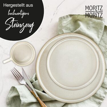 Moritz & Moritz Castello 20-Piece Dinnerware Set - Beige Stoneware Dinner Set for 4 - Includes Dinner Plates, Dessert Plates, Soup Plates, Bowls, and Cups