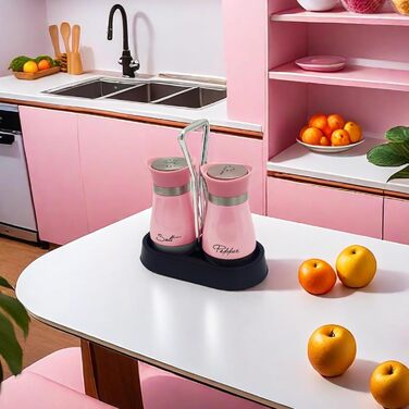 Набір солі та перцю (2 шт) з підставкою, скло та нержавіюча сталь, для кухні та кемпінгу