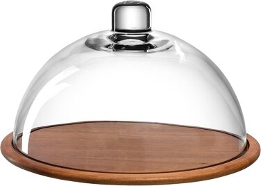LEONARDO HOME Wooden Cheese Board and Glass Cloche, Cheese Board with Glass Dome, 2-Piece Set, Ø 280 mm, 018519