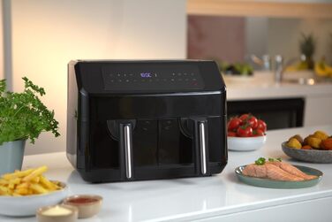 Електрична аерофритюрниця Emerio Digital Doppel 7,2 л (2×3,6 л), 12 програм, без BPA, синхронне завершення, фритюрниця без олії