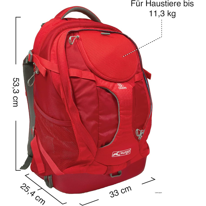 Рюкзак для собак Kurgo G-Train, червоний, 33x53x25 см, з відділенням для тварин