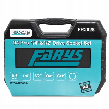 Набір інструментів Farys, 94 предмети, торцеві головки 1/2
