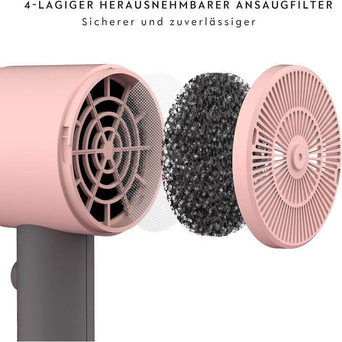 Фен AINA з дифузором: Іонська технологія, керамічне покриття, Cold Shot, 230V