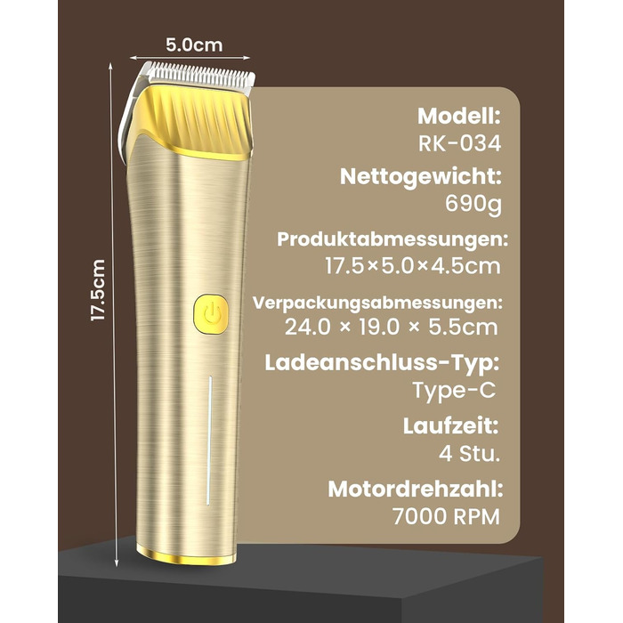Машина для стрижки коней Oneisall бездротова, потужна, 7000 обертів, для густого та сплутаного волосся, чорна