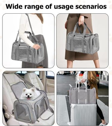 Транспортна переноска для кота та собаки, складана, сірого кольору (L)