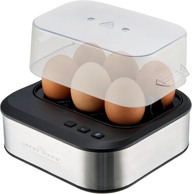 Електричний яйцеварка ProfiCook PC-EK 1276: 6 яєць, 3 ступені нагріву (м'який/середній/твердий), нержавіюча сталь
