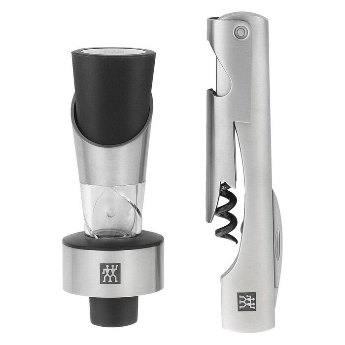 Набір сомельє ZWILLING 2 предмети: вилив для вина та штопор, нержавіюча сталь, срібний колір