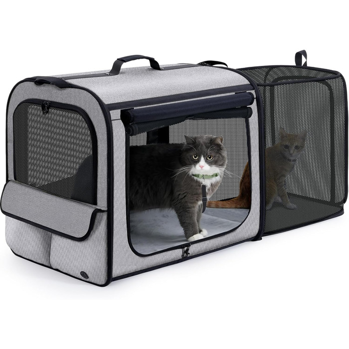 Транспортна переноска для собак Pecute: стабільна, складана, дихаюча, з ролетним віконцем (61x52x45 см)