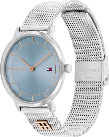 Годинник Tommy Hilfiger для жінок з металевим браслетом Mesh - кварцовий, сталь, срібло, золото, рожеве золото, темно-синій