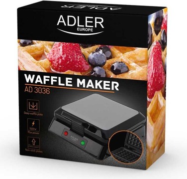 Вафельниця ADLER AD3036, 1500 Вт, сріблястий/сірий